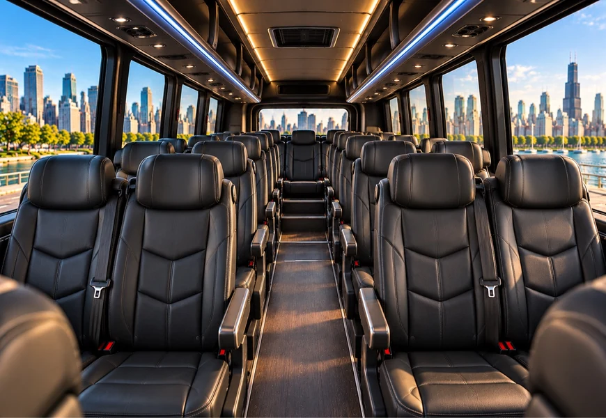 Luxury mini coach passenger interior