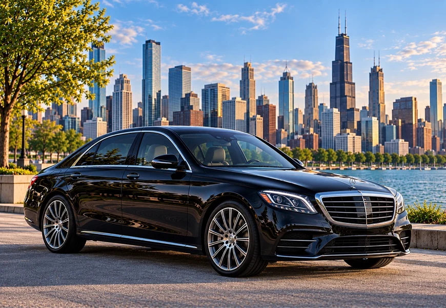 Black Vinizya private sedan for suburban Chicago car service