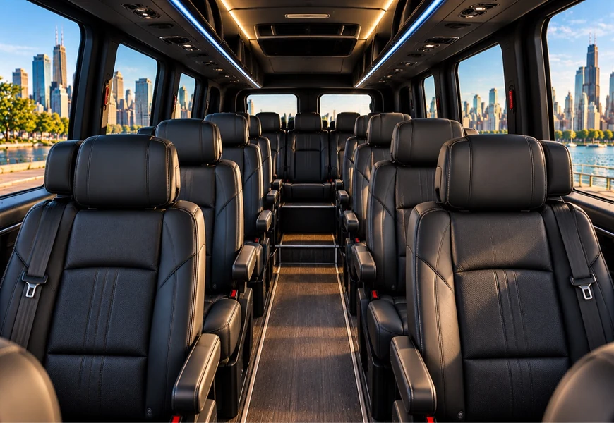 Premium shuttle van passenger interior